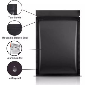 Resealable Black Candy Pouch Aluminum - Mylar Bag